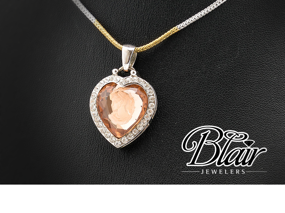 Blair Jewelers diamond and rose quartz pendant