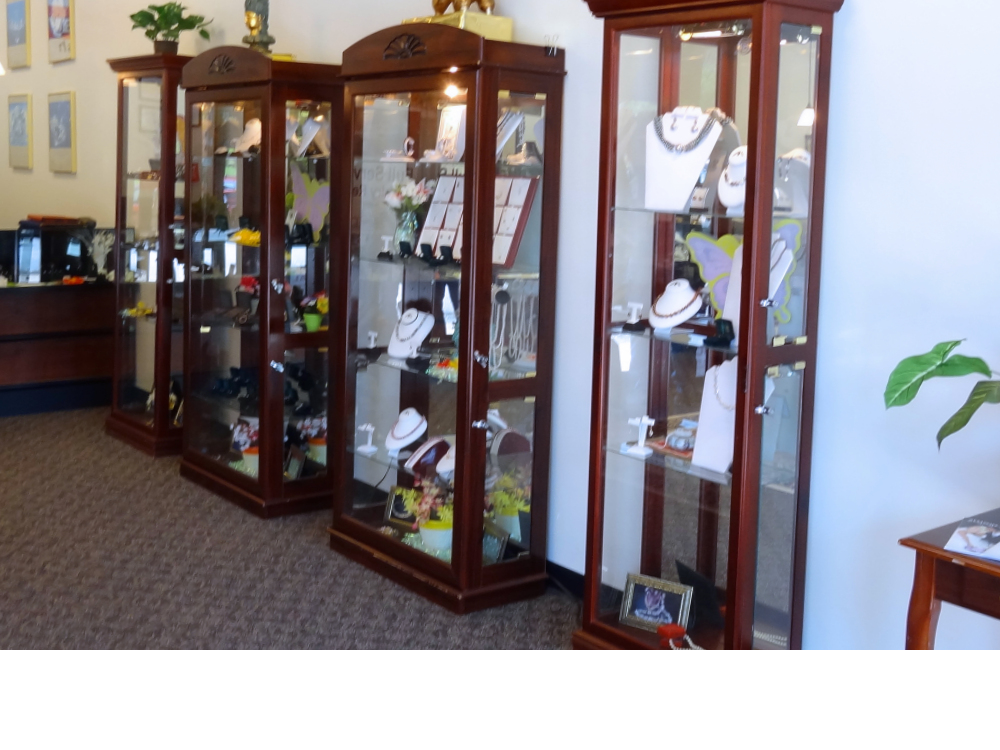 Blair Jewelers in store display cases